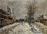 The Boulevard de Pontoise at Argenteuil Snow Effect by Claude Monet